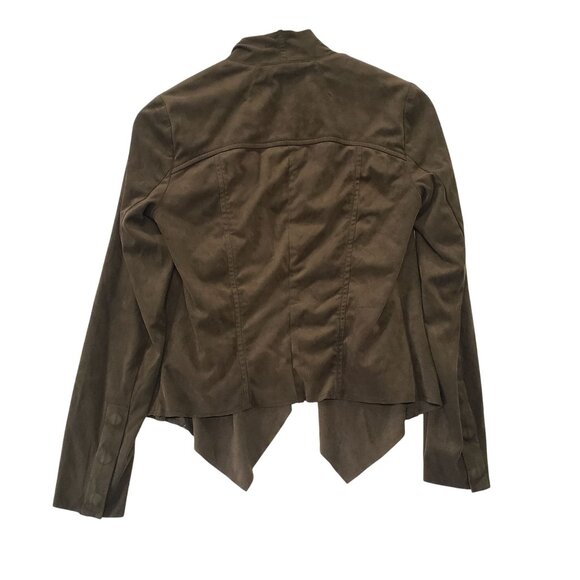 Kut From The Kloth XS Olive Green Faux Suede Waterfall Open Front Jacket Casual - Picture 2 of 6